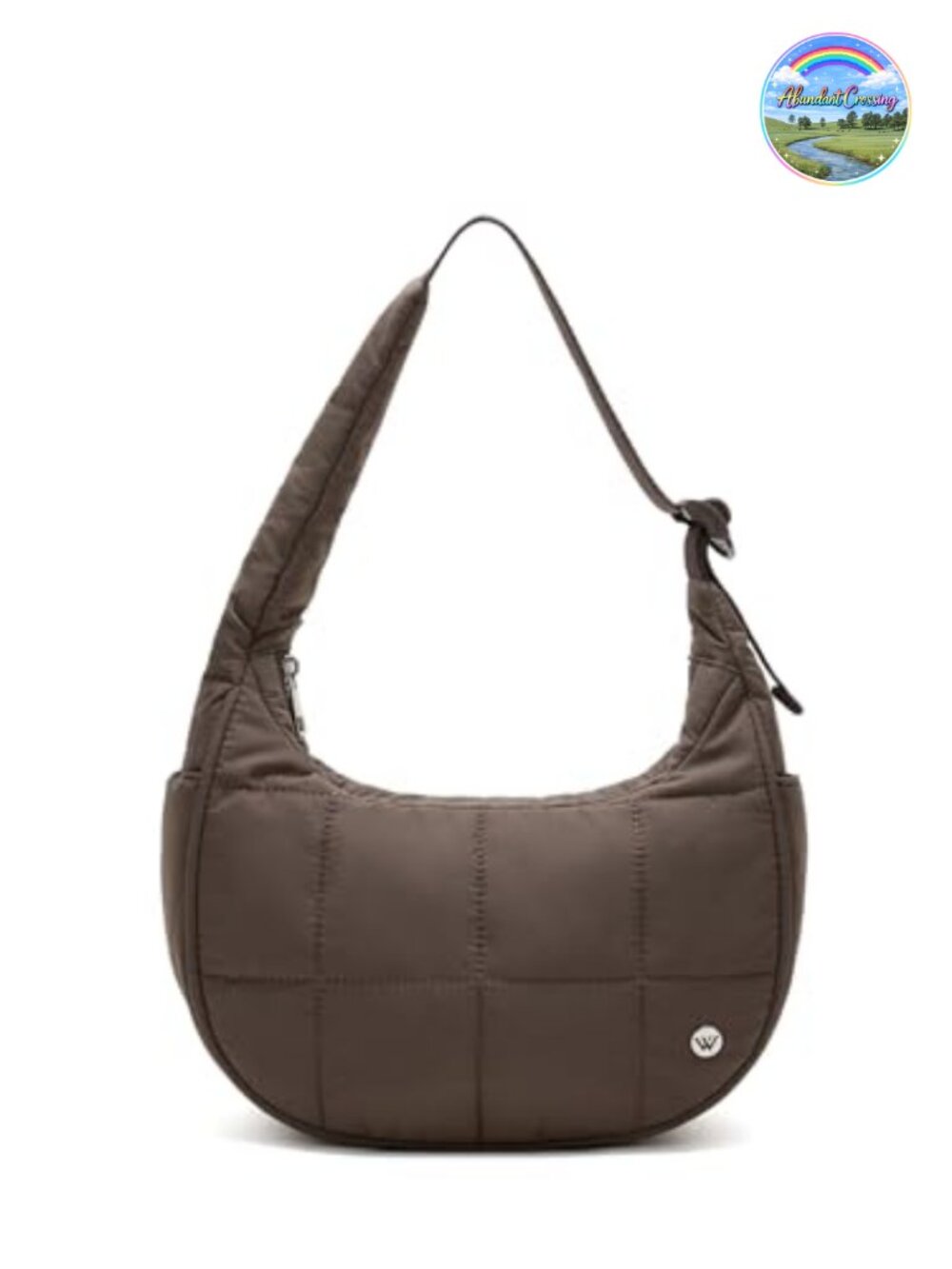 Small Puffer Crescent Bag Nylon Waterproof Quilted Shoulder Bag